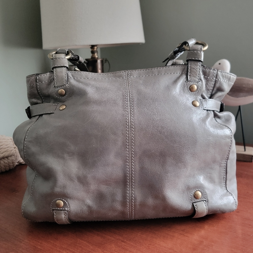 Coach 12705 Garcia Satchel Gray Olive Green Leather Y2K Brass Hardware Bag - Picture 4 of 16